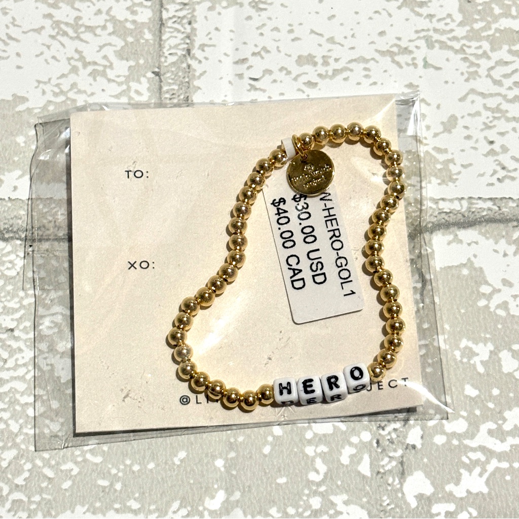 Little Words Project Gold Beaded Bracelet With Hero Letter Beads New 10$